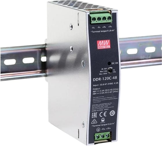 Блок питания на DIN-рейку MEAN WELL DDR-120C-48 DC/DC 120 Вт 48 В 2791860