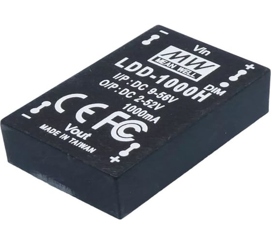 Понижающий DC/DC светодиодный драйвер MEAN WELL LDD-1000H на печатную плату 52 Вт 2-52 В 1 А 679953