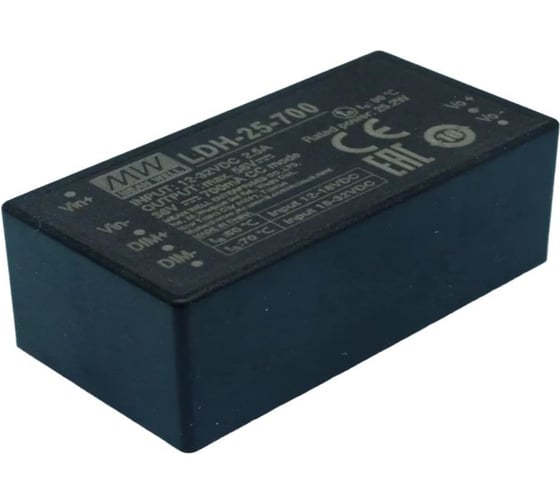 Повышающий DC/DC светодиодный драйвер MEAN WELL LDH-25-700 на печатную плату 25 Вт 12.5-36 В 0.7 А 3674521