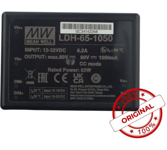 Повышающий DC/DC светодиодный драйвер MEAN WELL LDH-65-1050 на печатную плату 63 Вт 12.5-60 В 1.05 А 3676265