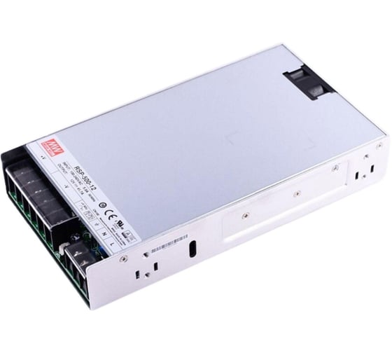 Источник питания AC/DC в металлическом корпусе MEAN WELL RSP-500-12 480 Вт, 12В, 40А импульсный, с активной коррекцией коэффициента мощности, для систем управления 1287565