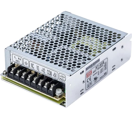 Блок питания AC/DC в кожухе на шасси MEAN WELL RT-65B 65 Вт 5 В, 12 В, -12 В 673401