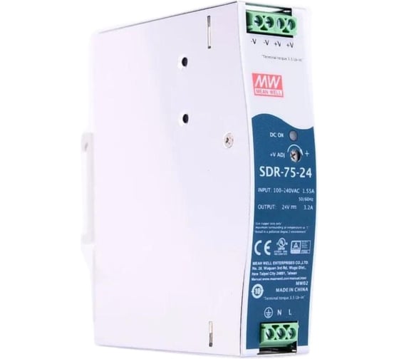 Блок питания на DIN-рейку MEAN WELL SDR-75-24 AC/DC 76.8 Вт 24 В 1200020