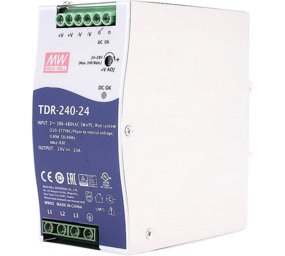 Блок питания на DIN-рейку MEAN WELL TDR-240-24 AC/DC 240 Вт 24 В 3412877