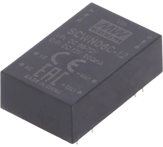 DC/DC-преобразователь Mean Well SCWN06C-12 на печатную плату в корпусе DIP-24, изолированный, с комплексом защит 6 Вт 12 В, 3636100