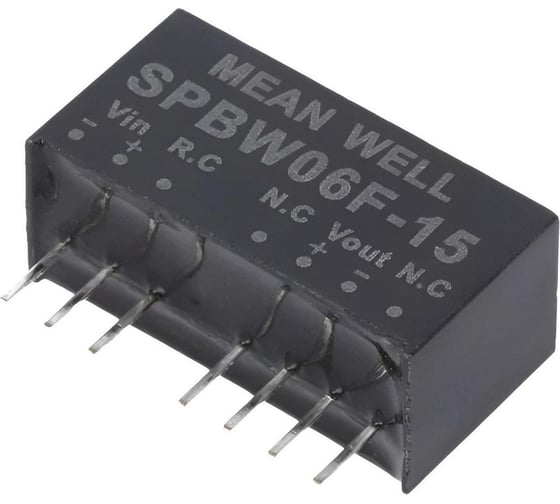 DC/DC-преобразователь на печатную плату MEAN WELL SPBW06F-15 в корпусе SIP-8, изолированный, с дистанционным Вкл-Выкл 6 Вт 15 В 2800024