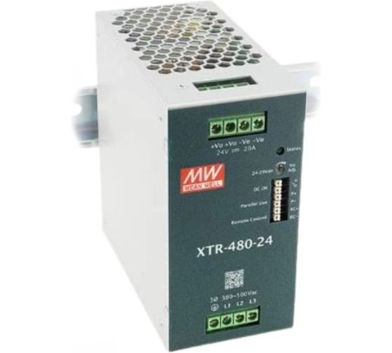 Блок питания на DIN-рейку MEAN WELL XTR-480-24 480 Вт 24 В, трёхфазный, для экстремальных условий 7044336