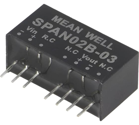 DC/DC преобразователь на печатную плату MEAN WELL SPAN02B-03 в корпусе SIP-8, изолированный, с дистанционным Вкл-Выкл 2 Вт 3.3 В 3960682