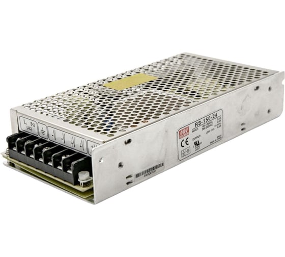 Блок питания MEAN WELL RS-150-24 150Вт 24В 6.5А, переключаемый вход, металлический сетчатый корпус, пассивное охлаждение, комплекс защит, виброустойчивость, для промышле 63177