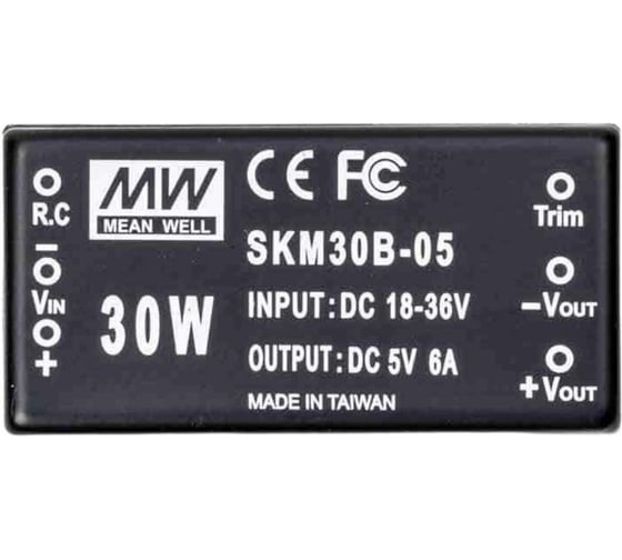 DC/DC-преобразователь Mean Well SKM30B-05 на печатную плату в корпусе 2x1, изолированный, с встроенным фильтром 30 Вт 5 В, 1113411