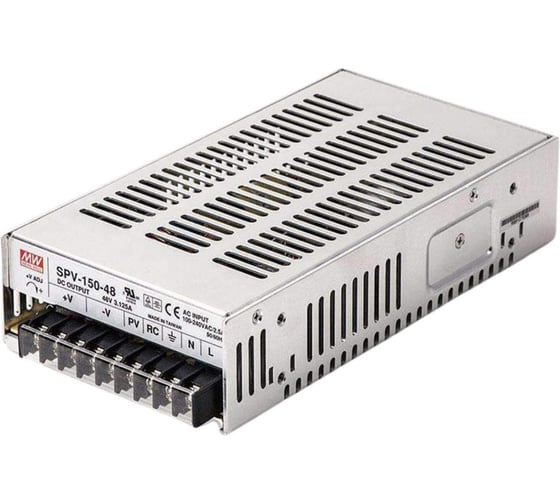 Управляемый блок питания AC/DC MEAN WELL SPV-150-48 в кожухе на шасси, с коррекцией мощности, дистанционным управлением, с естественной конвекцией, регулируется внешним 439589