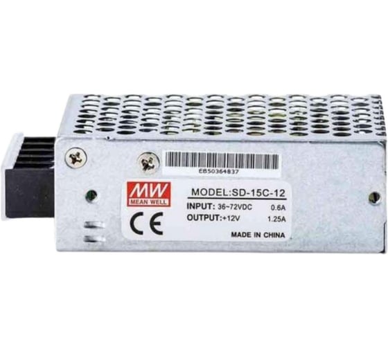 Блок питания DC/DC MEAN WELL SD-15C-12 в кожухе на шасси 15 Вт 12 В 279299