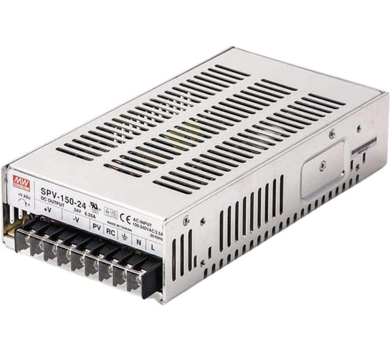 Управляемый блок питания AC/DC MEAN WELL SPV-150-24 в кожухе на шасси, с коррекцией мощности, дистанционным управлением, с естественной конвекцией, регулируется внешним 432266