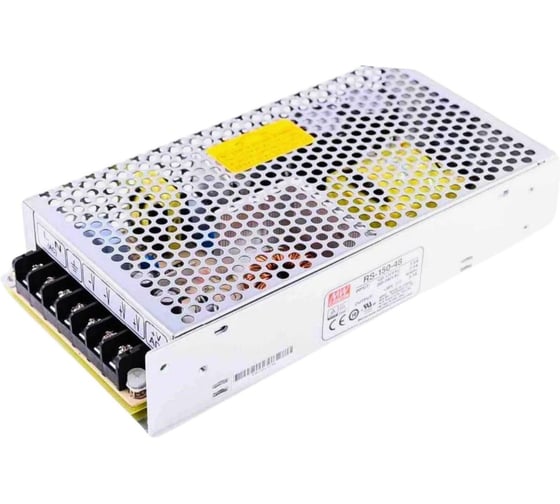 Блок питания MEAN WELL RS-150-48 150Вт 48В 3.3А, переключаемый вход, металлический сетчатый корпус, пассивное охлаждение, комплекс защит, виброустойчивость, для промышле 223989