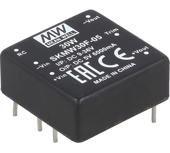 DC/DC преобразователь на печатную плату MEAN WELL SKMW30F-05 в корпусе 1x1, изолированный, с ультрашироким входом 30 Вт 5 В 2298868