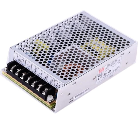 Блок питания MEAN WELL RS-100-48 100Вт 48В 2.3А, универсальный вход, металлический сетчатый корпус, пассивное охлаждение, комплекс защит, виброустойчивость, для промышле 64397