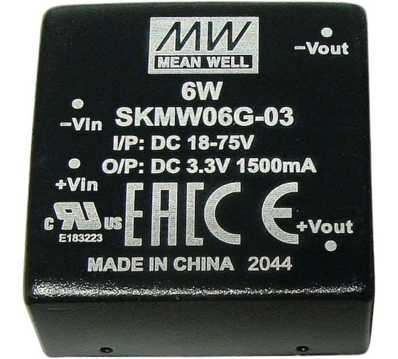 DC/DC преобразователь на печатную плату MEAN WELL SKMW06G-03 в корпусе 1x1, изолированный, с ультрашироким входом 5 Вт 3.3 В 3915870