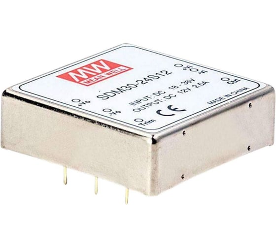 DC/DC-преобразователь на печатную плату MEAN WELL SDM30-24S12 в корпусе 2x2, изолированный, с дистанционным управлением, с комплексом защит 30 Вт 12 В 62389