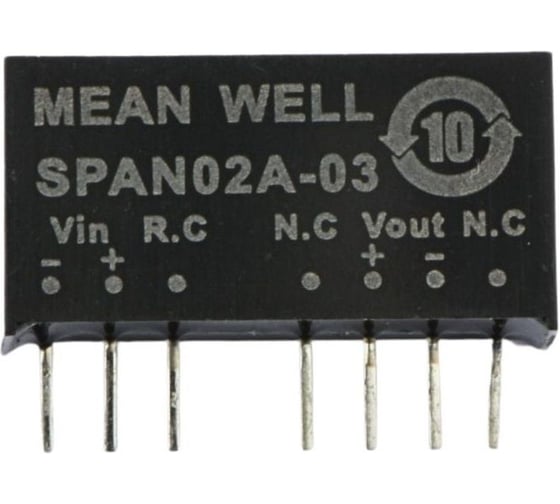 Преобразователь на печатную плату MEAN WELL SPAN02A-03 2 Вт 3.3 В, изолированный в корпусе SIP-8, с дистанционным Вкл-Выкл 3655983