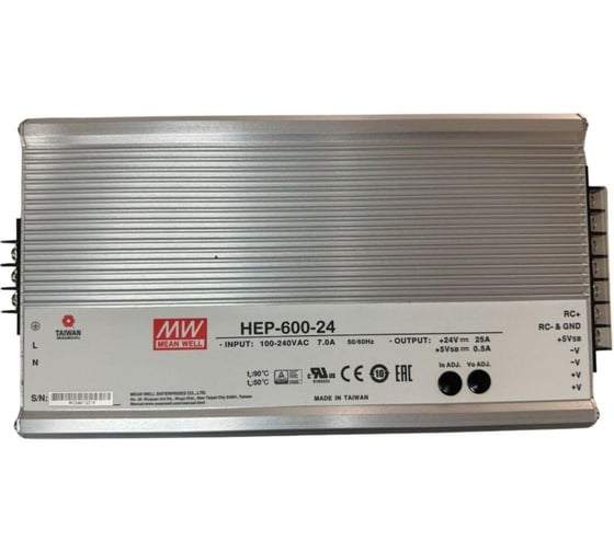 Блок питания в кожухе на шасси MEAN WELL HEP-600-24 AC/DC 600 Вт 24 В 1902006