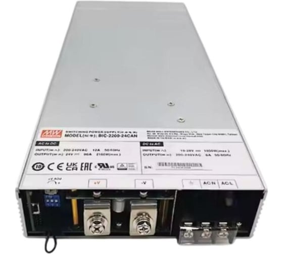 Блок питания MEAN WELL BIC-2200-24CAN AC/DC, 2160 Вт 24 В, двунаправленный мощный, с функцией рециркуляции энергии, модульный 1U в rack-стойку 5030752