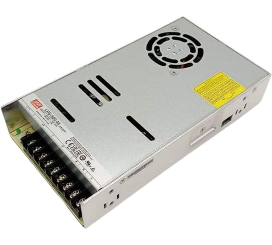 Блок питания MEAN WELL LRS-600-48 600Вт 48В 12.5А, переключаемый вход, металлический корпус, активное охлаждение, комплекс защит, виброустойчивость, низкий профиль, для 5031883