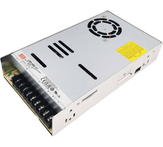 Блок питания MEAN WELL LRS-600-15 600Вт 15В 40А, переключаемый вход, металлический корпус, активное охлаждение, комплекс защит, виброустойчивость, низкий профиль, для пр 5031880