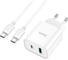 Блок питания (сетевой адаптер) Hoco C80A Plus с кабелем Type-C-Lightning, QC3.0, 20W, белый 112806 1