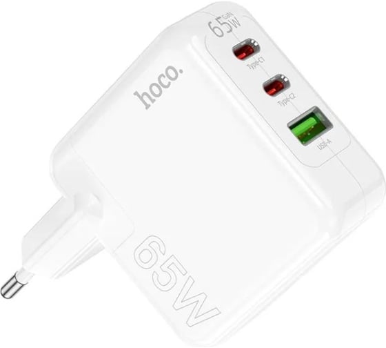 Блок питания (сетевой адаптер) Hoco C115A 2 Type-C/USB-А, белый 110445