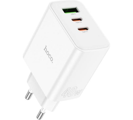 Блок питания (сетевой адаптер) Hoco C126A 1 USB, 2 Type-C, 40W, белый 112803