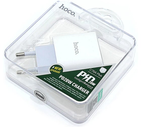 Блок питания (сетевой адаптер) Hoco C76A Plus Speed PD20W, белый 092134