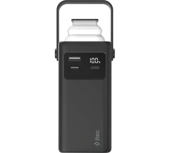 Внешний аккумулятор TTEC ReCharger Extreme LCD 20.000mAh PD Powerbank 20W со встроенными кабелями USB-C/Lightning и ручкой для переноса. Цвет: черный 2BB238S