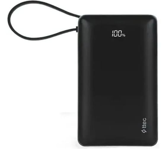 Внешний аккумулятор TTEC ReCharger LCD 20000mAh PD 65W Powerbank USB-C&USB-A со встроенным кабелем USB-C. Цвет: серый 2BB245GR