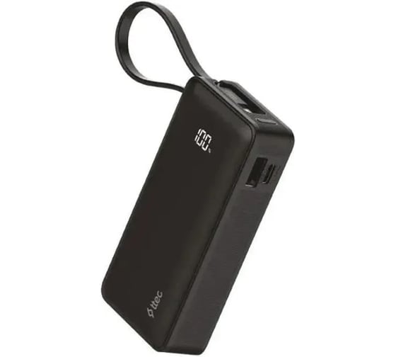 Внешний аккумулятор TTEC ReCharger LCD 10000mAh PD 20W Powerbank USB-C&USB-A со встроенным кабелем USB-C. Цвет: черный 2BB242S