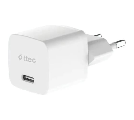 Сетевое зарядное устройство TTEC SmartCharger GAN 30W USB-C PD Travel Fast Charger с кабелем USB-C-USB-C 60W. Длина кабеля: 120см. Цвет: белый 2SCG30CB