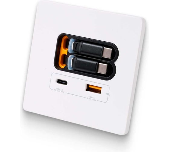 Зарядное устройство DORI 2 кабеля Type-C + USB-A + Type-C, белый 53303