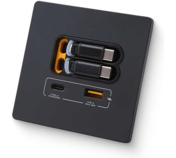 Зарядное устройство DORI 2 кабеля Type-C + USB-A + Type-C, черный 53280