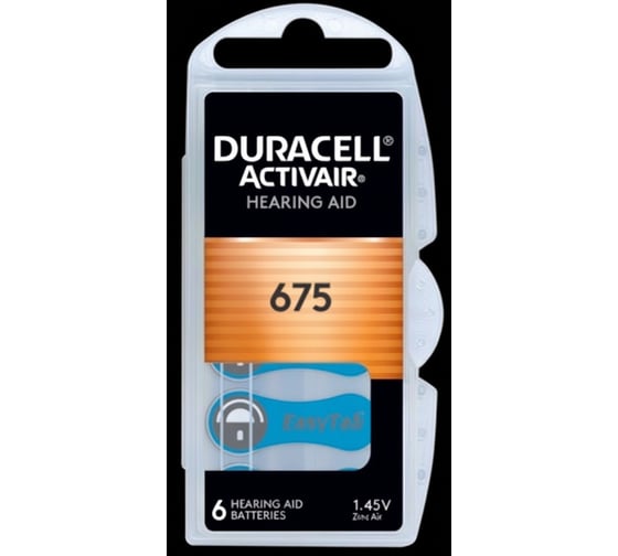 Цинково-воздушные батарейки Duracell Activair 675 BL6 34600777106 RPL00858