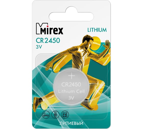Литиевая батарея Mirex CR2450 3V 1 шт ecopack 23702-CR2450-E1