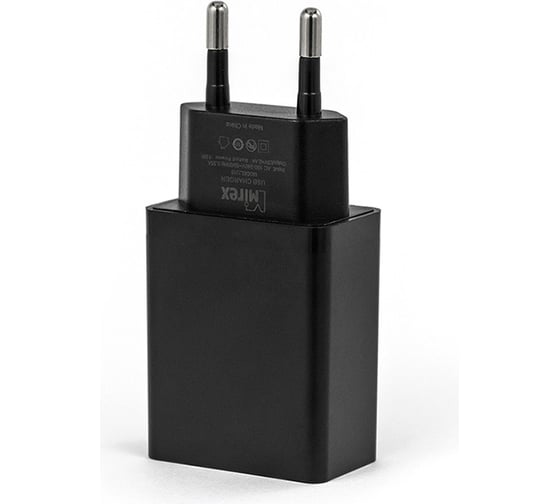 Сетевое зарядное устройство Mirex U16t 1хUSB-А, 2.4А + кабель AM-Type-C, 1 м, черный, в коробке 13701-U16TBK