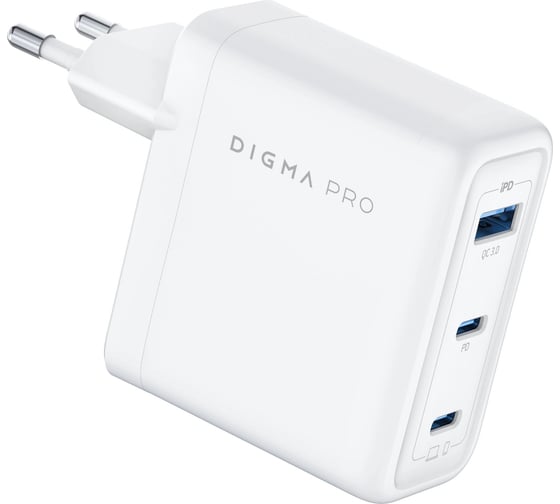 Сетевое зарядное устройство универсальное DIGMA Pro DPW10C 100W 5A (PD+QC) 2хUSB-C/USB-A белый (DPW1С0G012WH) 2147910