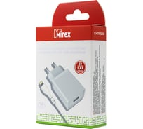 Сетевое зарядное устройство Mirex U16i, 1хUSB-А, 2.4А + кабель AM-8pin 1 м, белый 13701-U16iWH