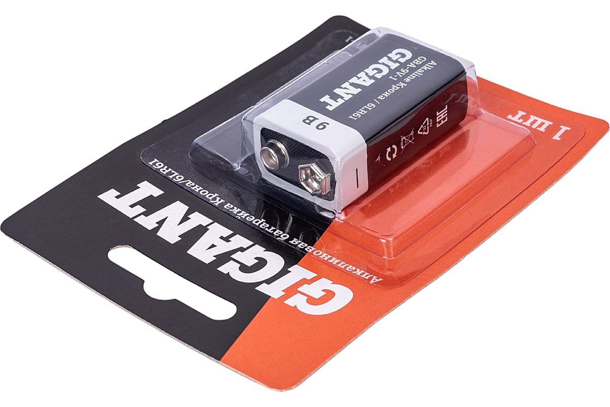 Батарейка Gigant Alkaline Крона/6LR61 блистер 1 шт. GBA-9V-1 - выгодная ...