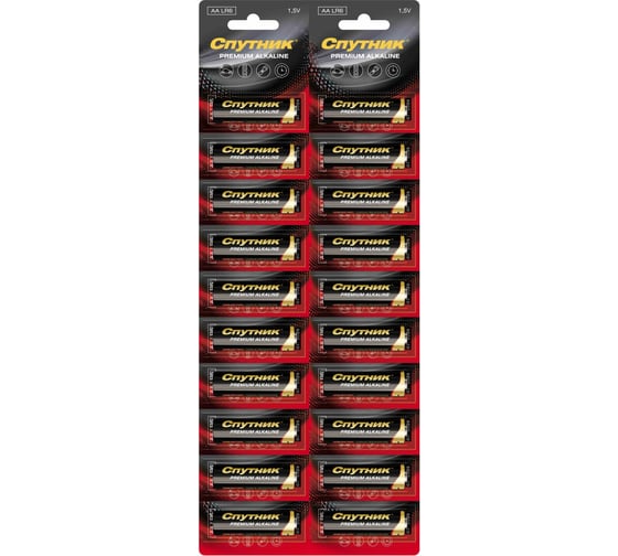 Элемент питания Спутник комплект 20 шт. PREMIUM ALKALINE LR6/20B 1