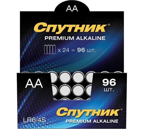 Элемент питания Спутник комплект 96 шт. PREM ALKALINE LR6/4S/96