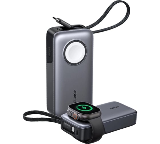 Внешний аккумулятор UGREEN PB527 10000mAh Power Bank 30W с магнитной зарядкой. Цвет: серый космос 55434B