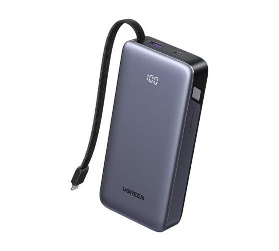 Внешний аккумулятор UGREEN со встроенным кабелем PB536 45W Power Bank 20000mAh with Built-in Cable. Цвет: серый космос 55988B