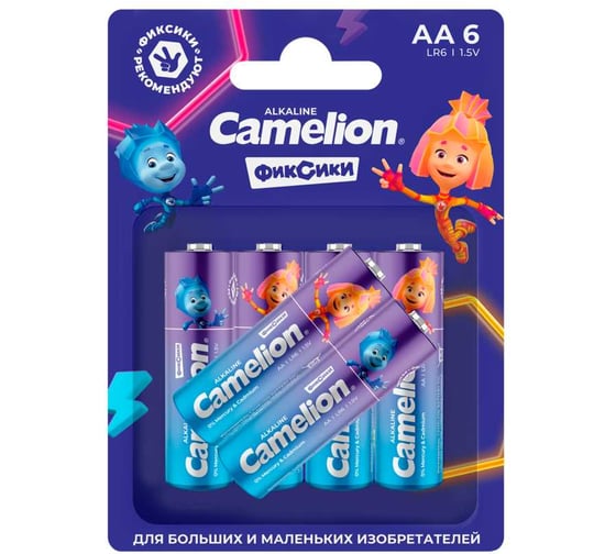Батарейки Camelion Plus Alkaline Fixies LR6 BL-6 (LR6-BP6Fix, АА 1.5В) 16259