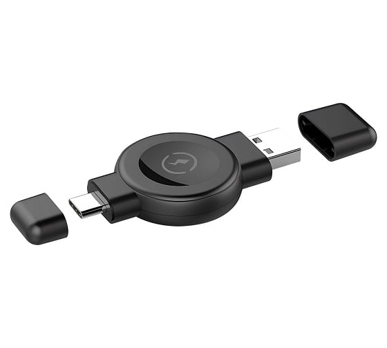Беспроводное зарядное устройство PERO Apple + Galaxy Watch Charger, USB-C + USB-A, магнитное WB02