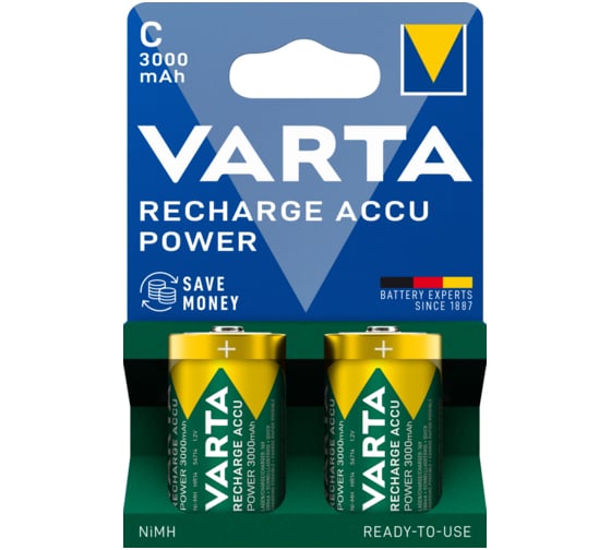 Аккумулятор Varta Recharge Accu Power C 3000mAh BL2 56714101412 RPL00837